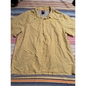 The North Face Mens XXL Yellow Plaid Button Down Short Sleeve Shirt
